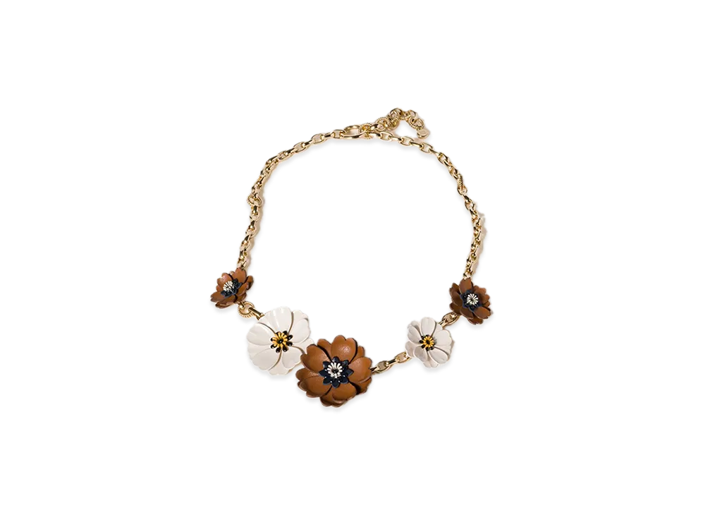 MIU MIU Necklace with Metal and Pearls "Gold/Off-White/Cognac"