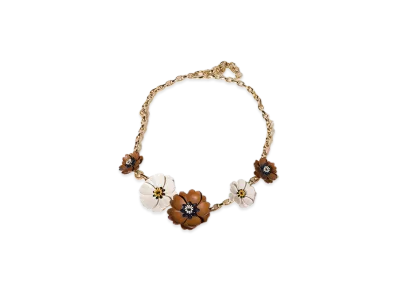 MIU MIU Necklace with Metal and Pearls "Gold/Off-White/Cognac"