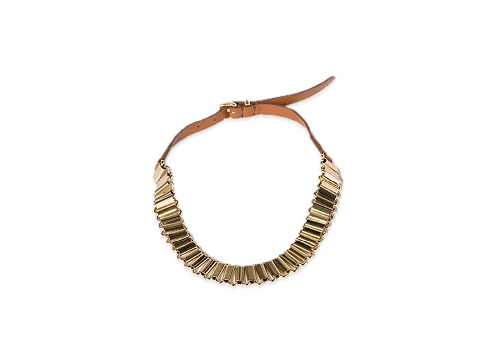 MIU MIU Metal / Leather Necklace "Gold/Cognac"