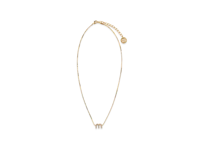 MIU MIU Women's Strass Logo Necklace "Gold"