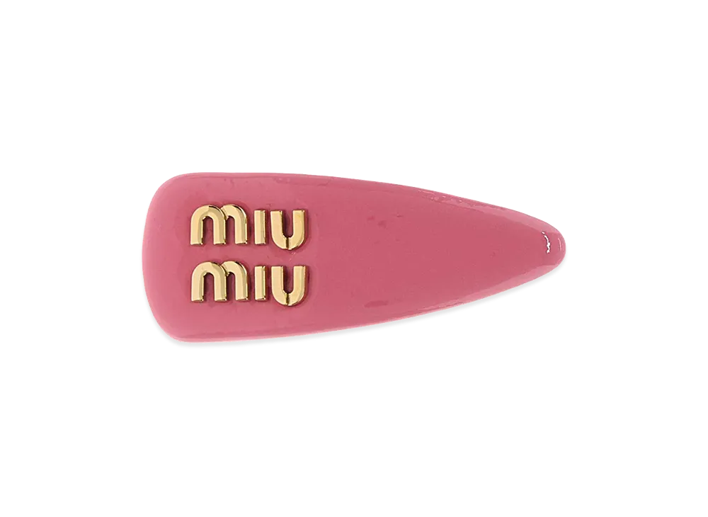 MIU MIU Women's Dark Leather Hair Clip "Pink"