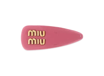 MIU MIU Women's Dark Leather Hair Clip "Pink"