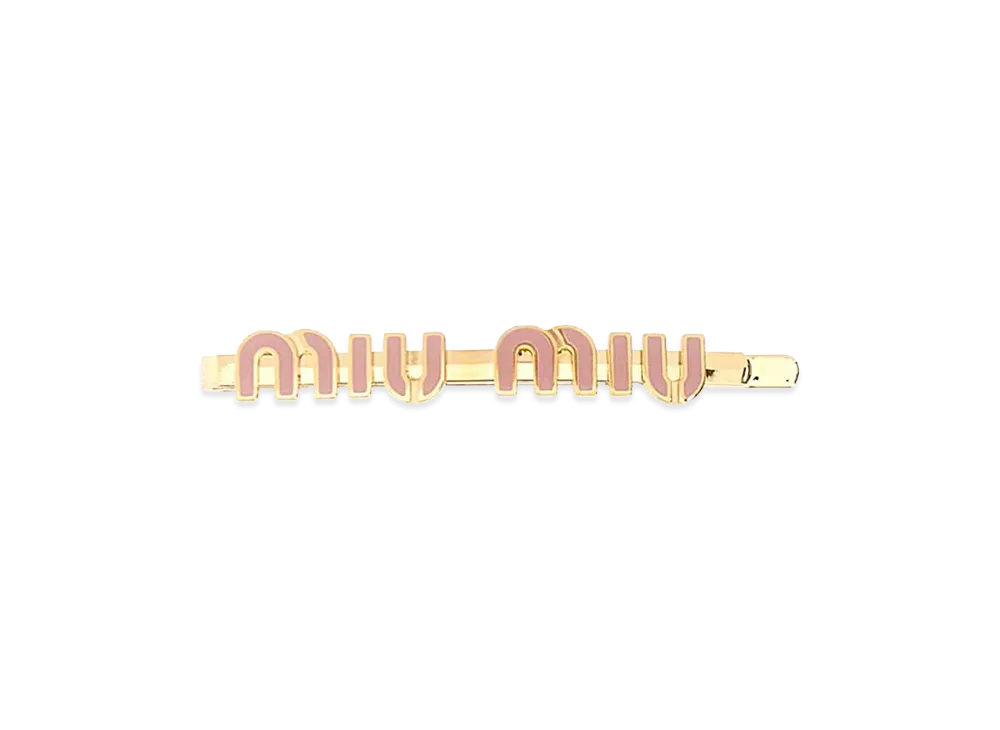 MIU MIU Women's Metal Hair Clip "Pink/Gold"