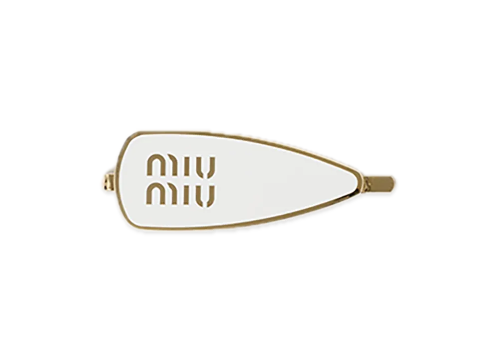 MIU MIU Enamel Metal Hair Clip "White"