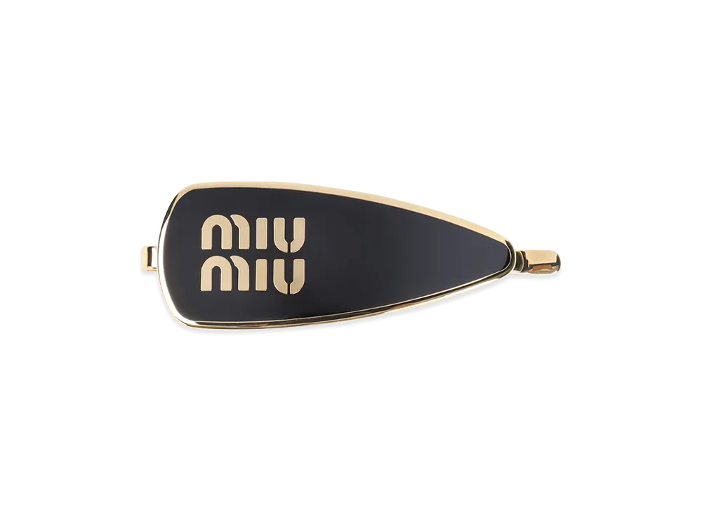 MIU MIU Women's Enameled Metal Hair Clips "Black"