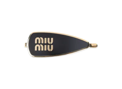 MIU MIU Women's Enameled Metal Hair Clips "Black"
