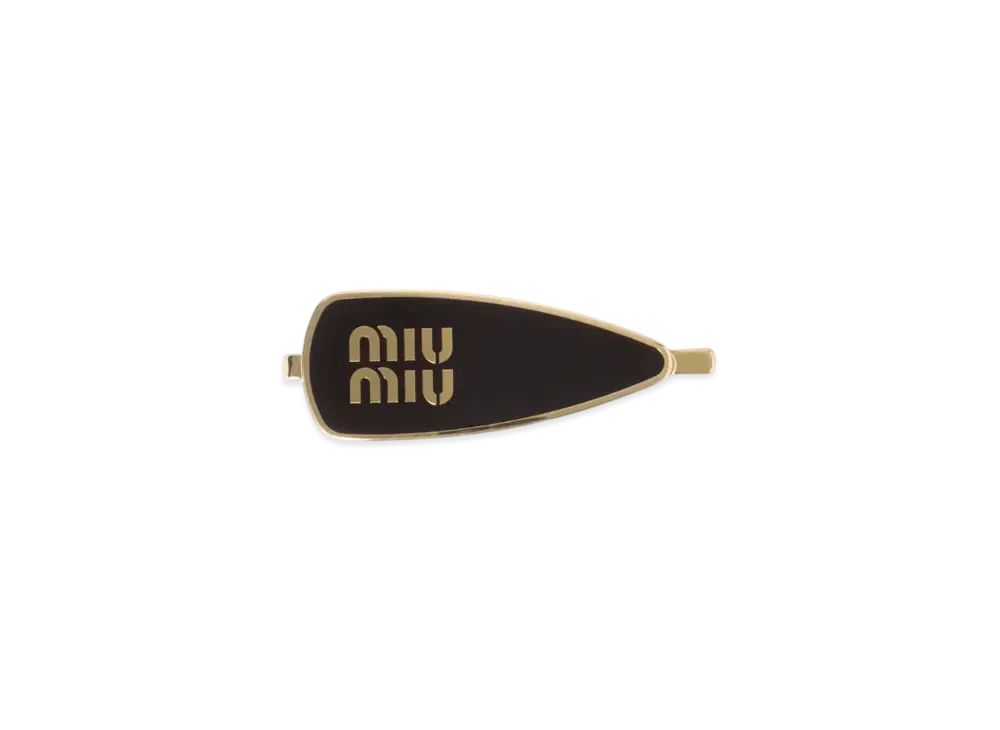 MIUMIU Enameled Metal Hair Clip "Black"