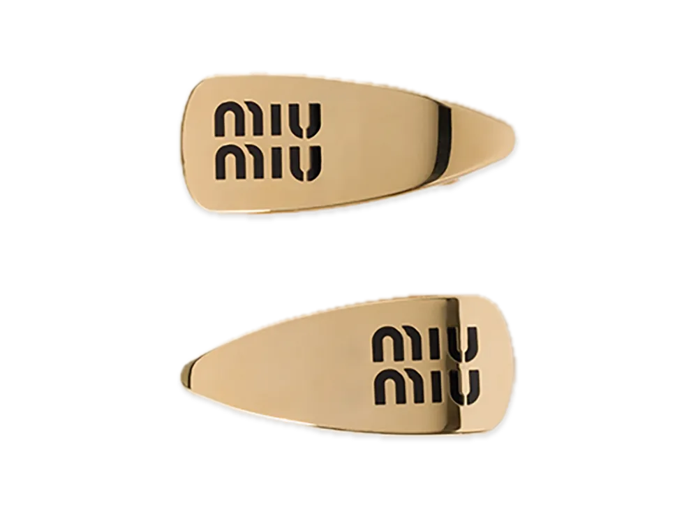 MIU MIU Enamel Metal Hair Clip "Black"