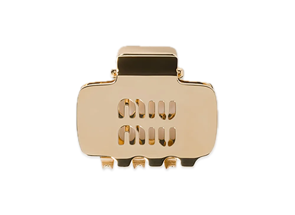 MIU MIU Small Claw Clip with Logo "Gold"