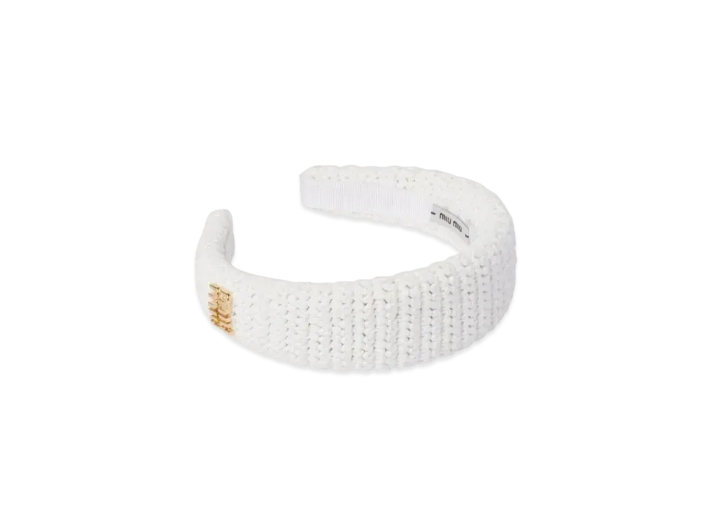 MIUMIU Woven Fabric Headband "White"