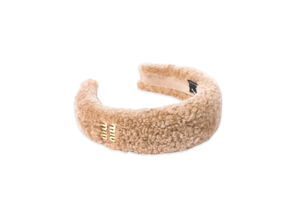 MIUMIU Shearling Headband "Camel"