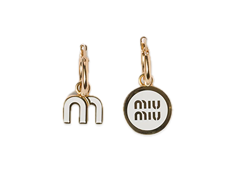 MIU MIU Enamel Metal Earring Set "White"