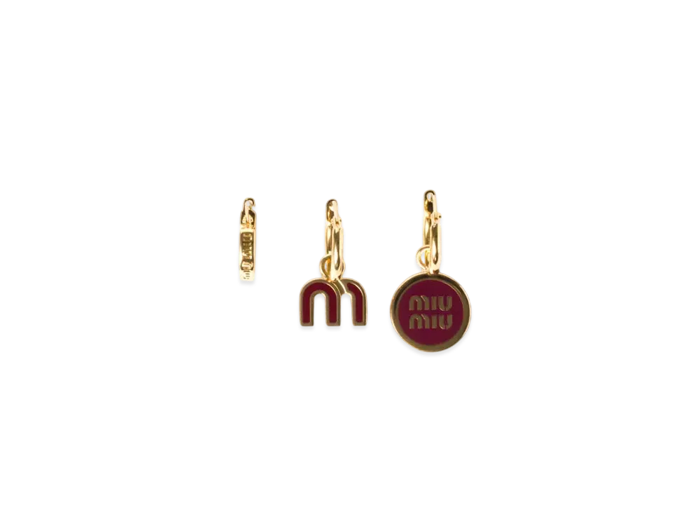 MIUMIU Set Of Enameled Metal Earrings "Wine Red"
