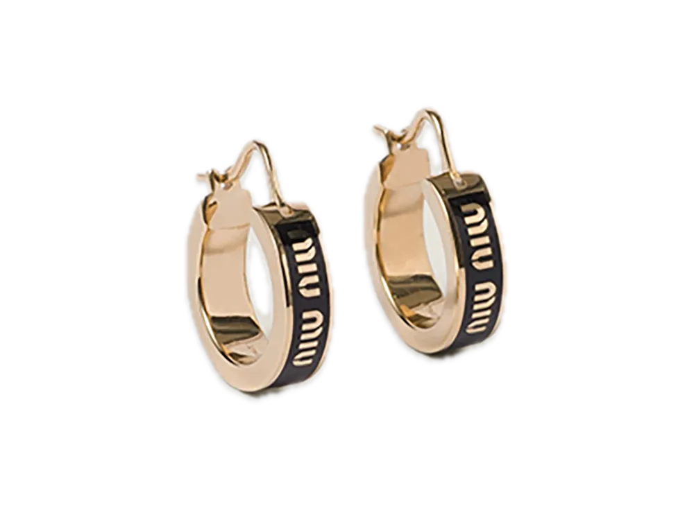 MIU MIU Enamel Metal Earrings "Black"
