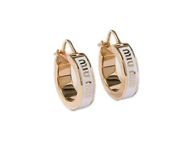 MIU MIU Enamel Metal Earrings "White"