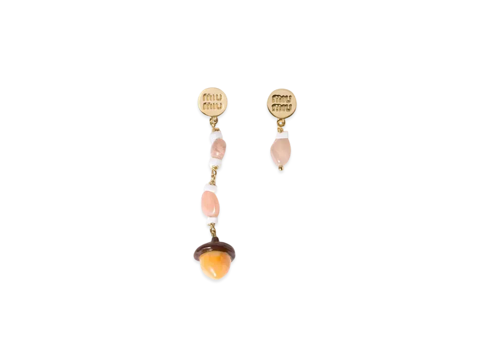 MIUMIU Metal Earrings "Gold/Moonstone"