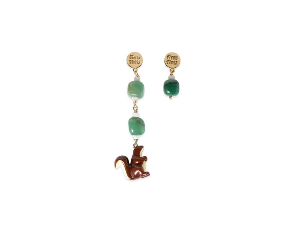 MIUMIU Metal Earrings "Gold/Aventurine"