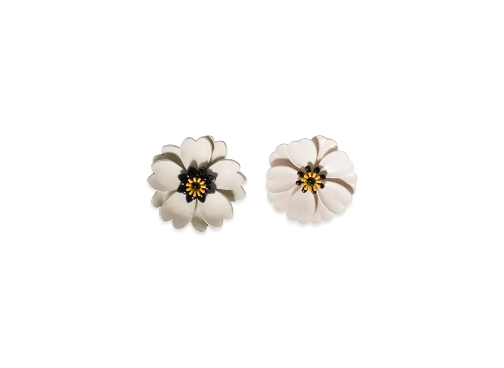 MIUMIU Metal and Leather Earrings "Gold/Off White"