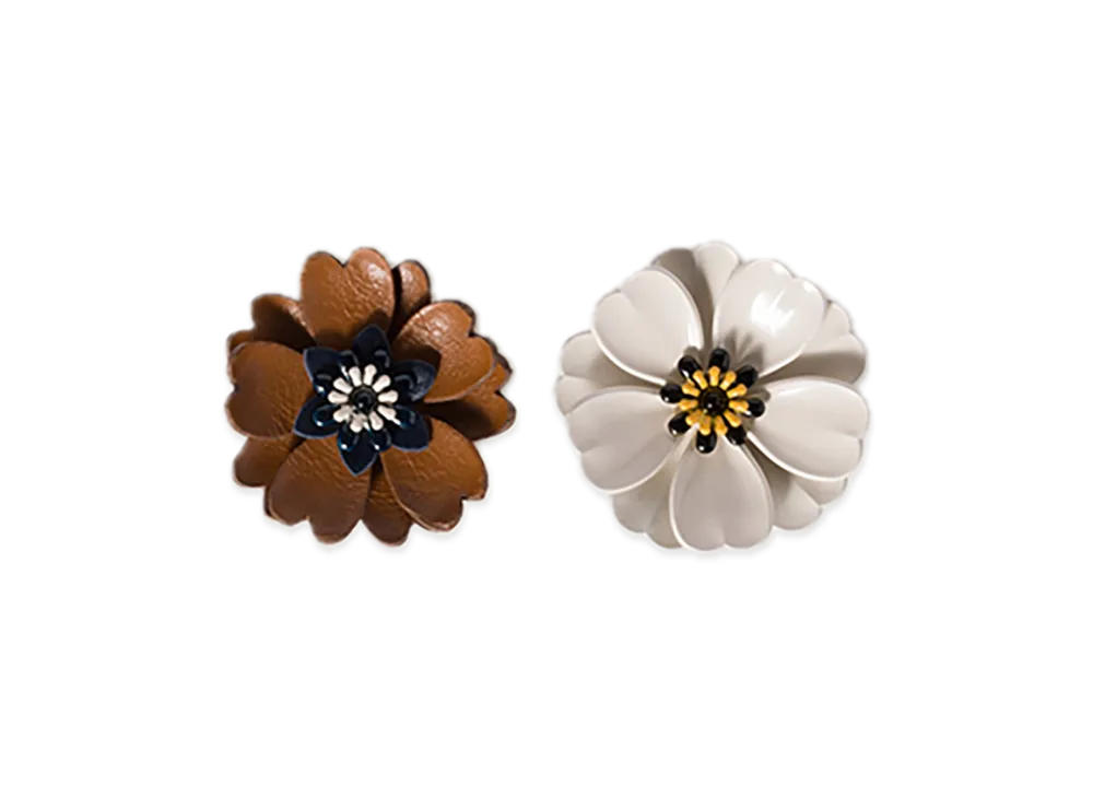 MIU MIU Earrings with Metal and Leather "Gold/Off-White/Cognac"