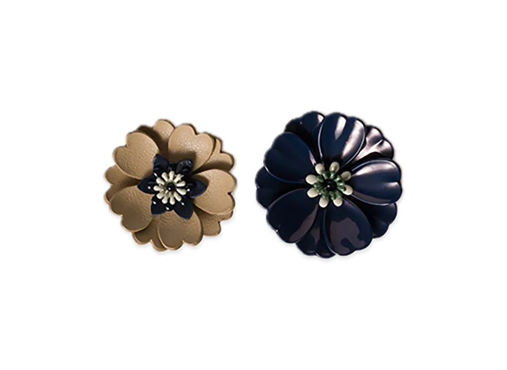 MIU MIU Earrings with Metal and Leather "Gold/Navy/Sand Beige"