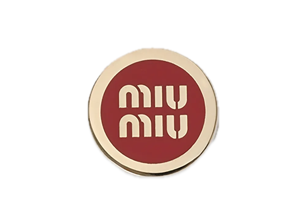 MIU MIU Enamel Metal Logo Brooch "Red"