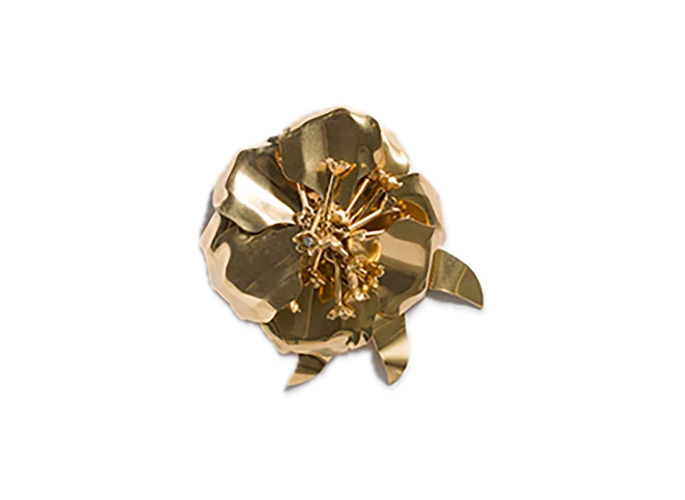 ミュウミュウ クリスタル メタル ブローチ 