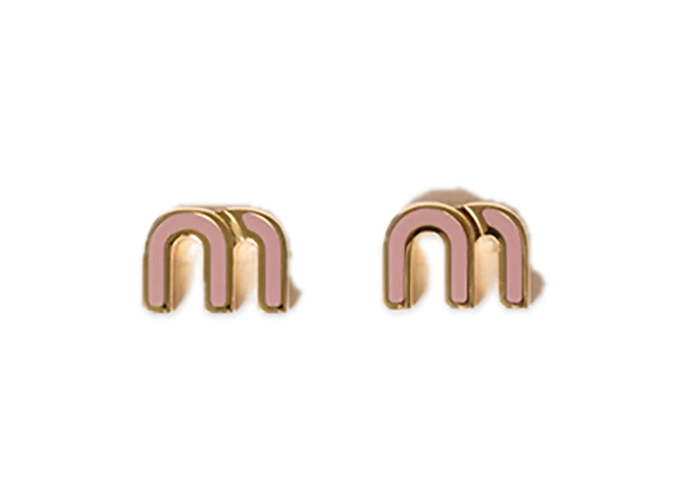 MIU MIU Enamel Metal Earrings "Orchid Pink"