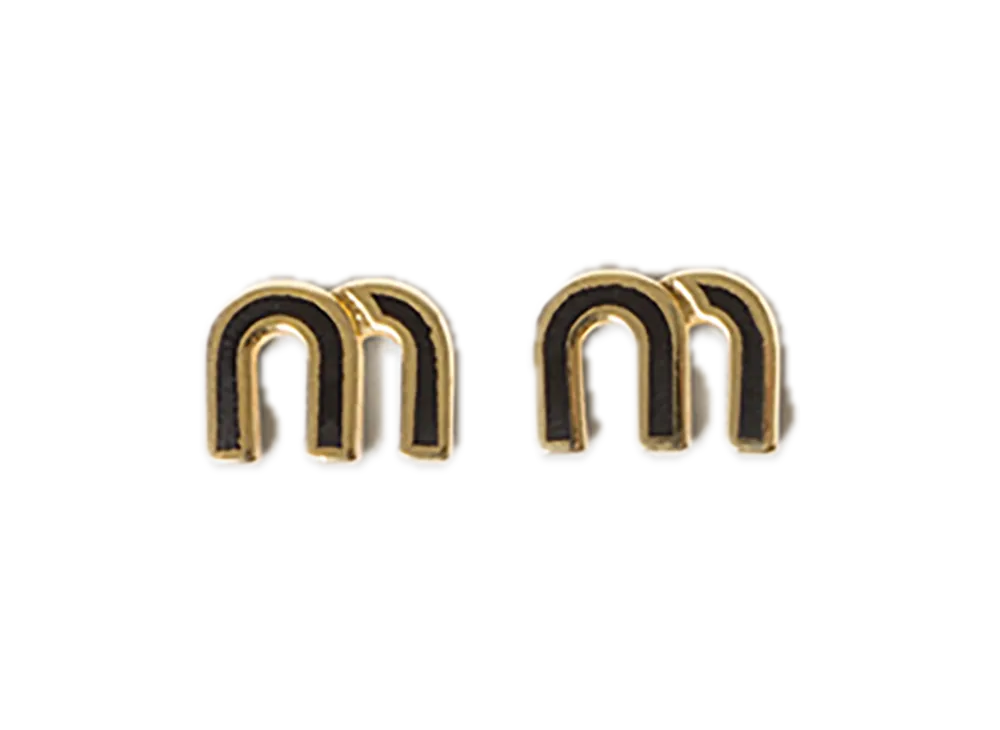 MIU MIU Enamel Metal Earrings "Black"