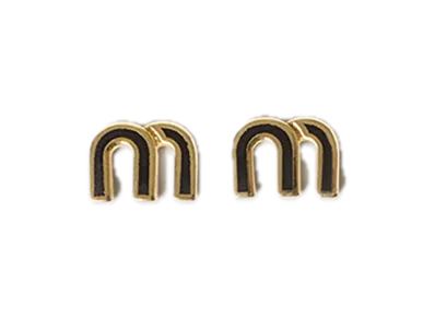 MIU MIU Enamel Metal Earrings "Black"