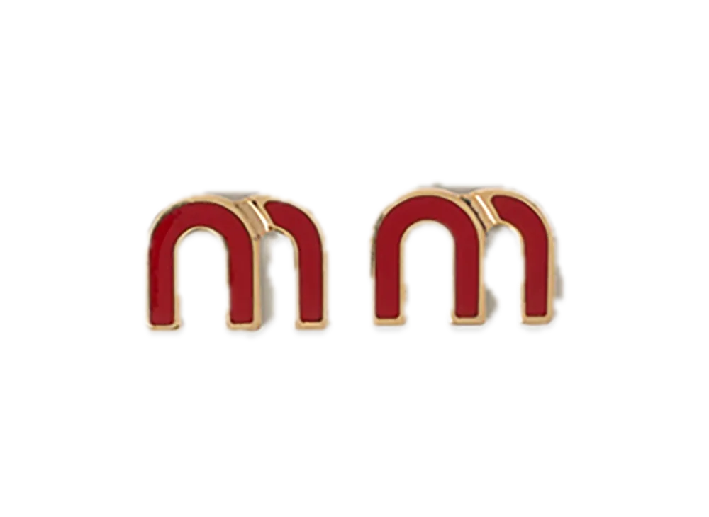 MIU MIU Enamel Metal Earrings "Red"