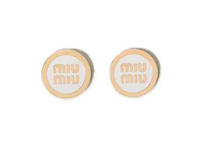 MIU MIU Enamel Metal Earrings "White"