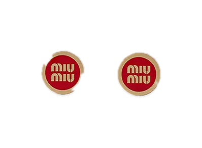 MIU MIU Enamel Metal Earrings "Red"
