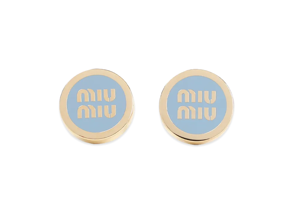 MIU MIU Women's Enameled Metal Earrings "Light Blue"