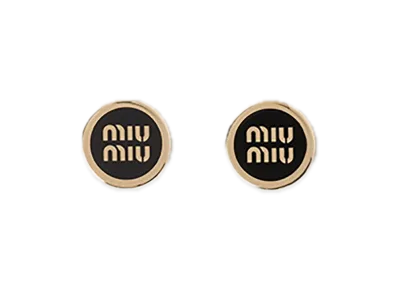 MIU MIU Enamel Metal Earrings "Black"