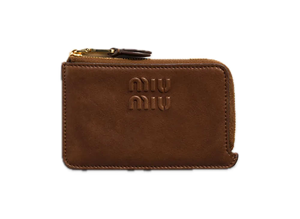 MIU MIU Nappa Leather Envelope Card Holder "Brown"