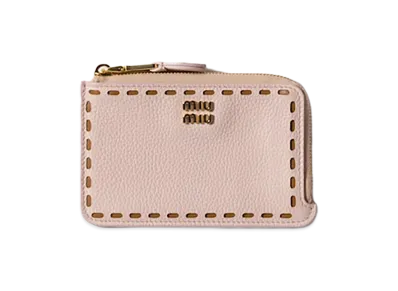 MIU MIU Leather Zip Card Holder "Gem/Caramel"