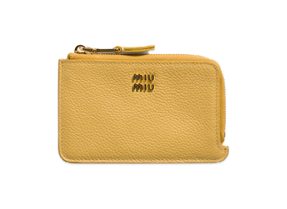 MIU MIU Leather Pouch Card Holder "Yellow"