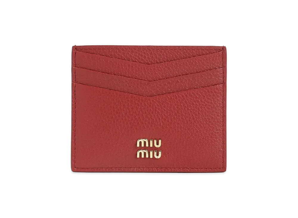 MIU MIU Women's Calf Leather Card Case "Red"