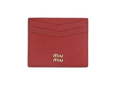 MIU MIU Women's Calf Leather Card Case "Red"