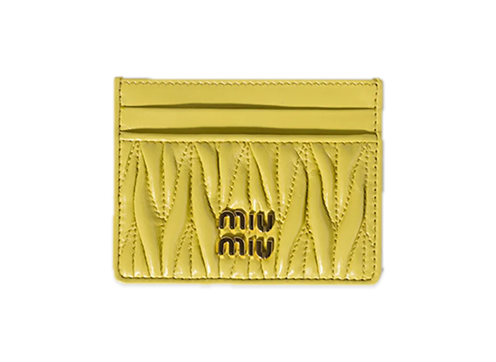 MIU MIU Matelasse Leather Card Case "Citron Yellow"