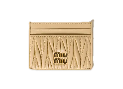 MIU MIU Matelasse Leather Card Case "Soy Green"