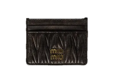 MIU MIU Matelasse Nappa Leather Card Holder "Dark Brown"
