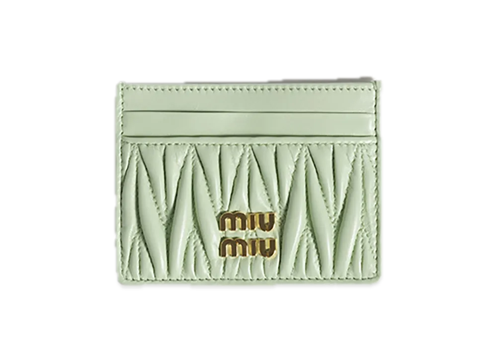 MIU MIU Matelasse Leather Card Case "Pastel Green"