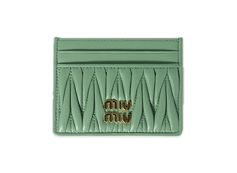 MIU MIU Matelasse Leather Card Case "Pastel Green"