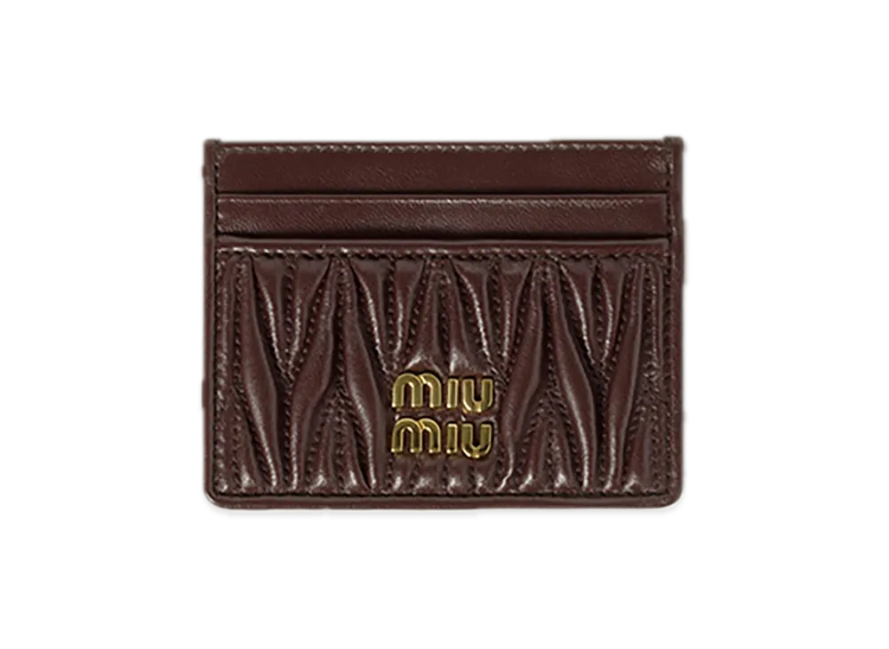 MIU MIU Matelasse Leather Card Case "Brown"