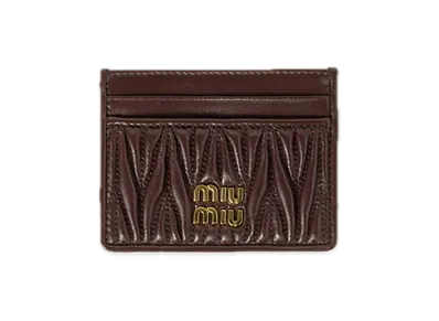 MIU MIU Matelasse Leather Card Case "Brown"