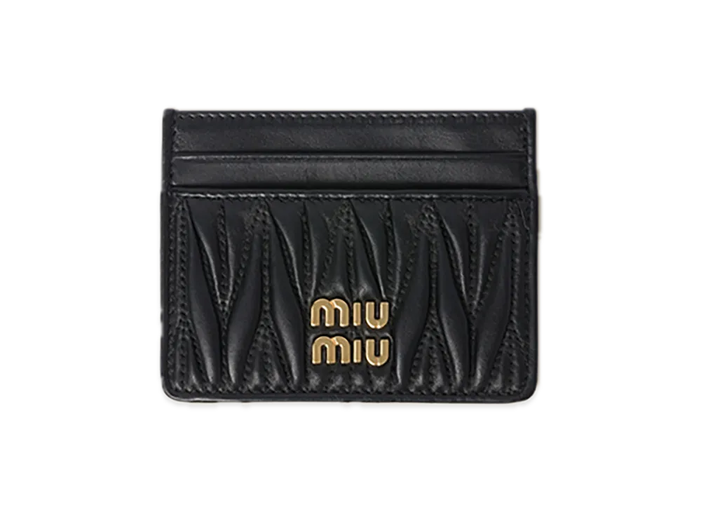 MIU MIU Matelasse Leather Card Case "Black"