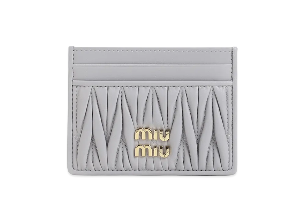 MIU MIU Women's Matelasse Nappa Leather Card Holders "Purple"