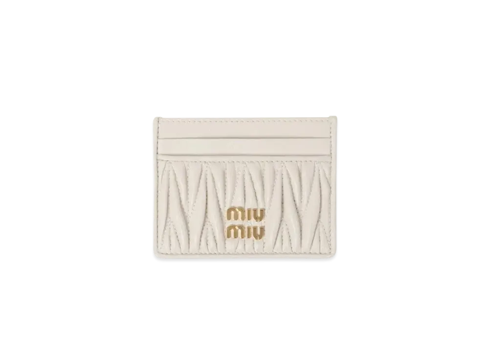 MIUMIU Matelasse Nappa Leather Card Holder "White"