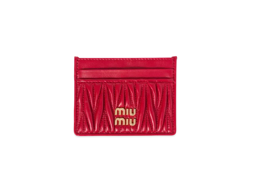 MIUMIU Matelasse Nappa Leather Card Holder "Red"